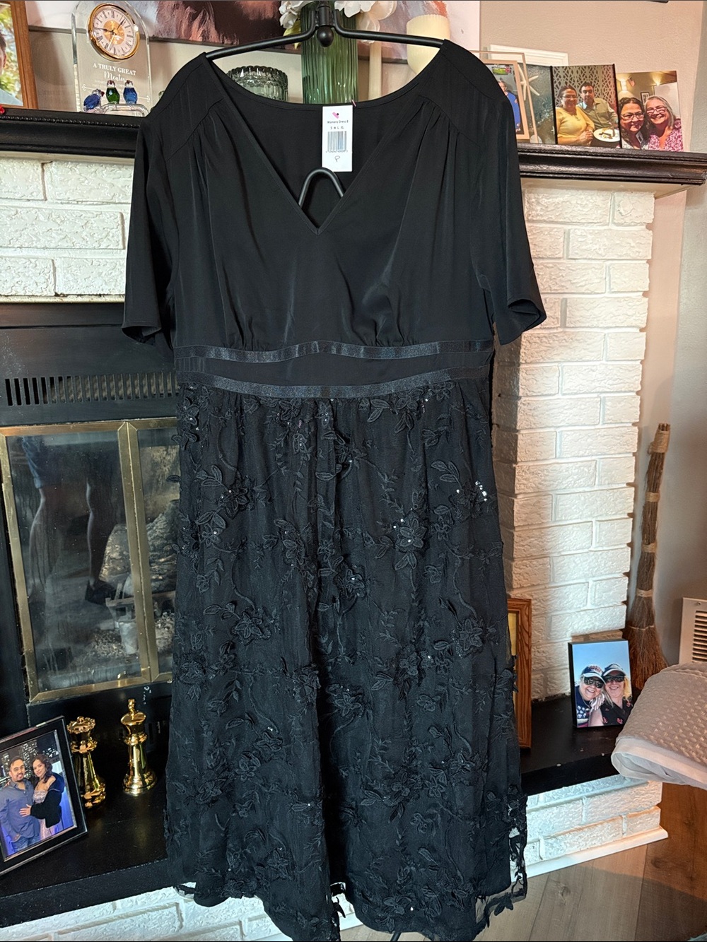 Elegant Black Embroidered Midi Dress